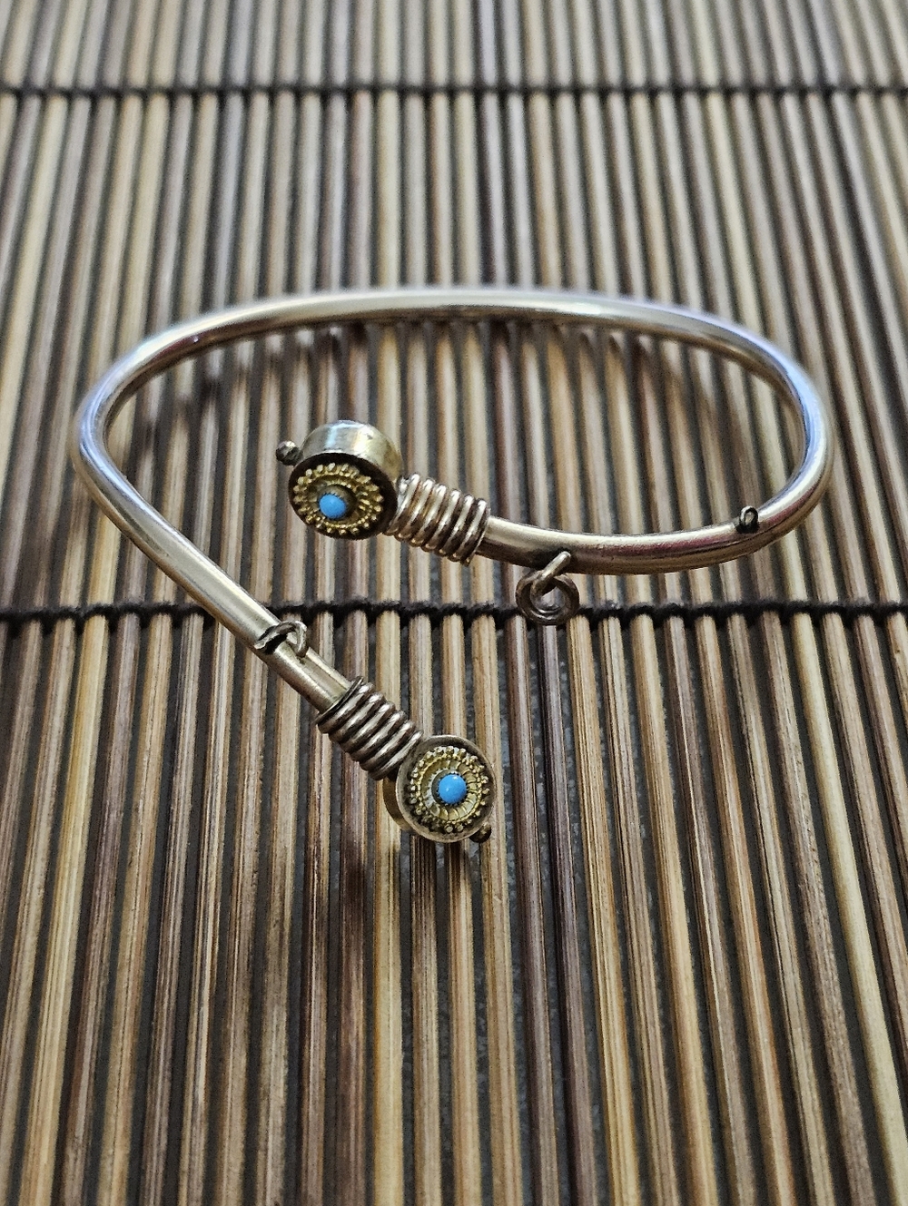 Gold Filled  Turquoise Bypass Bracelet (Antique)